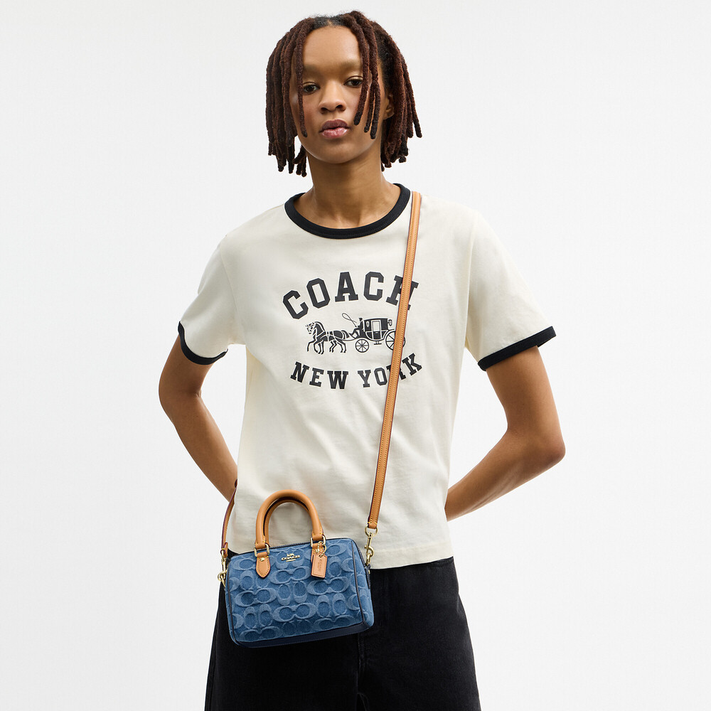 Coach Outlet Mini Rowan Crossbody Bag In Signature Denim